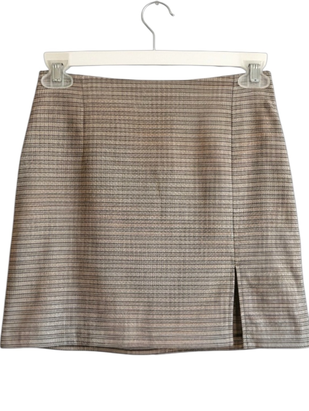 VTG Plaid Mini Skirt Y2K In Charge XS Tan Academia Neutral Prep Alt Soft Grunge
